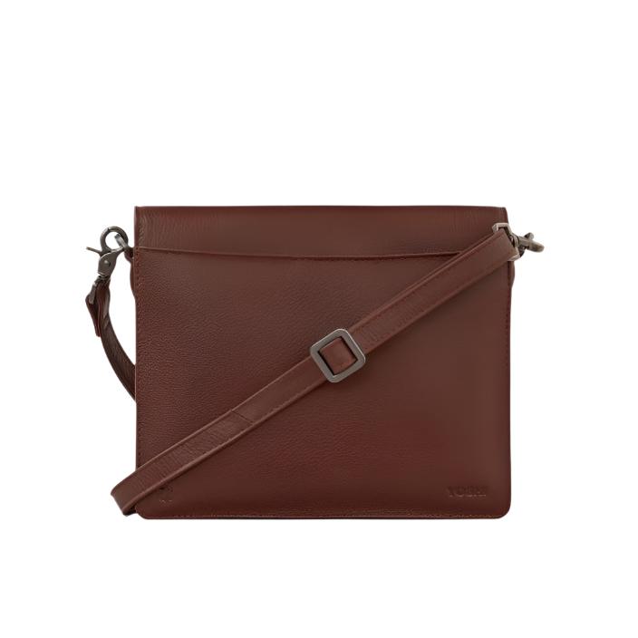 Leather Flap Over Bag - Bookworm Brown