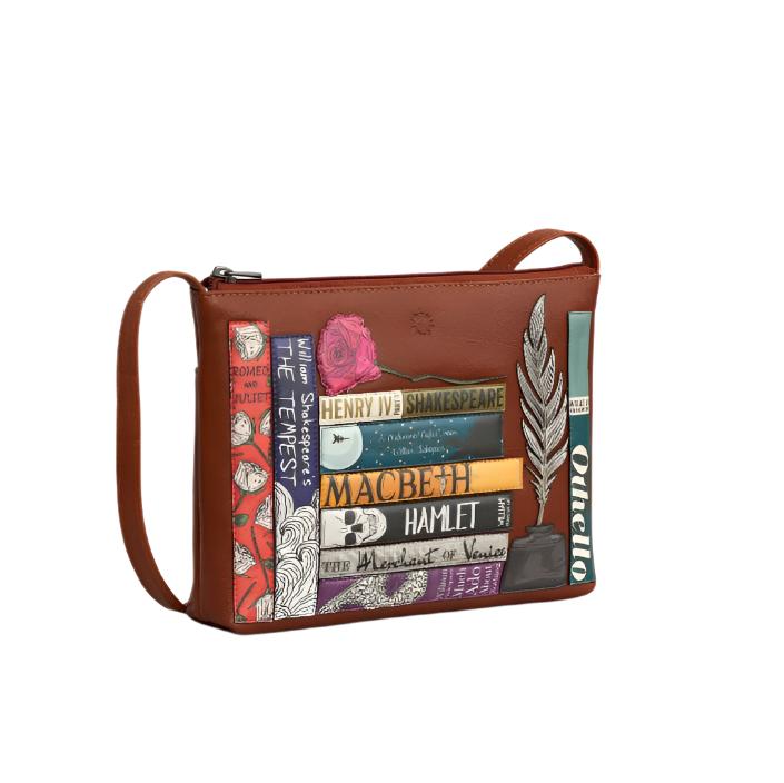 Leather Cross Body Bag - Shakespeare Bookworm Brown