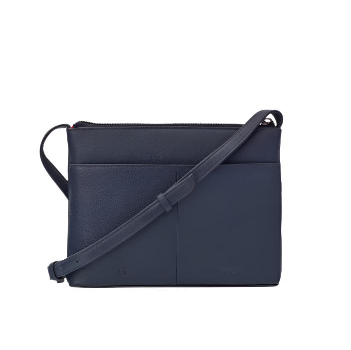 Leather Cross Body Bag - Jane Austen Navy