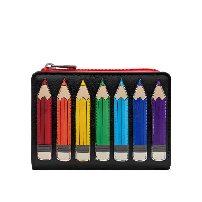 Flap Over Leather Purse - School Pencils