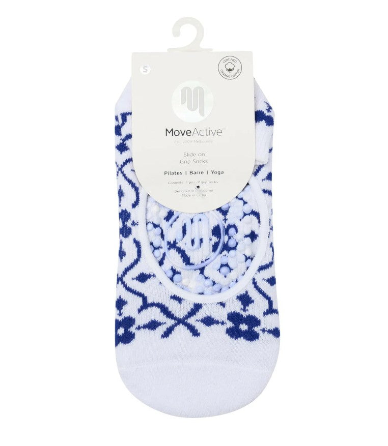 Slide On Grip Socks - Tuscan Tiles