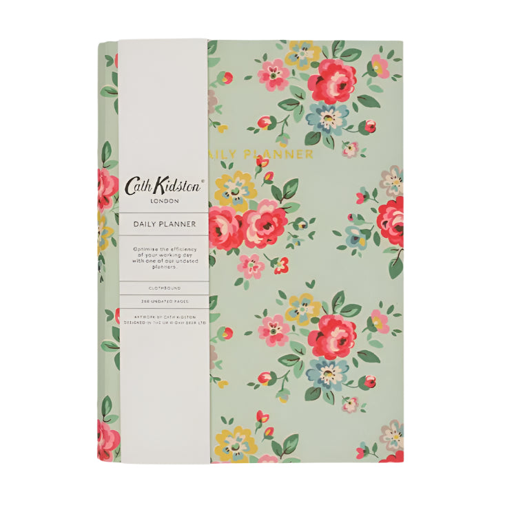 A5 Soft Cloth Cover Daily Planner - Duck Egg Floral