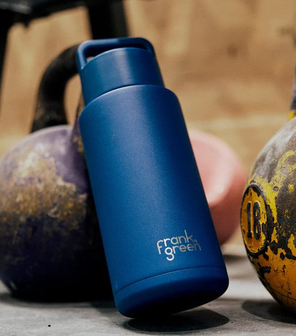 Ceramic Reusable Bottle With Grip Finish - Deep Ocean