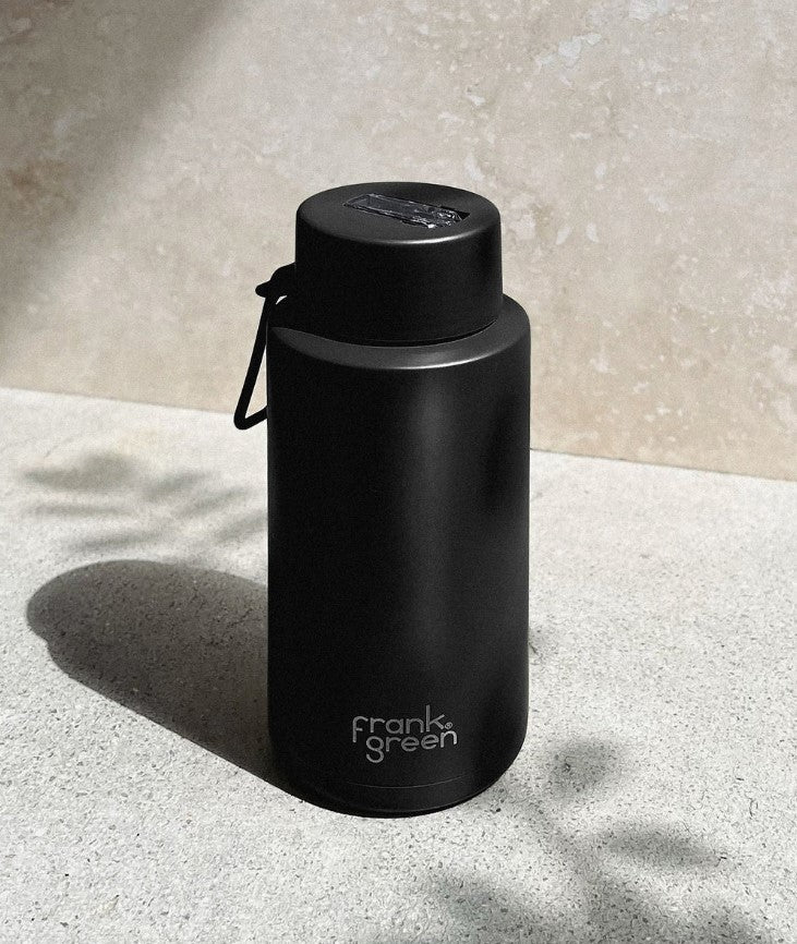 Ceramic Reusable Bottle With Straw Lid 1L - Midnight