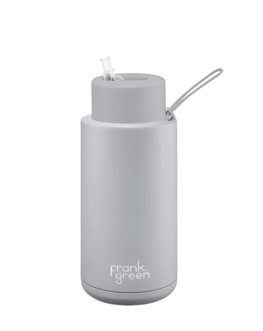 Ceramic Reusable Bottle With Straw Lid 1L - Harbour Mist