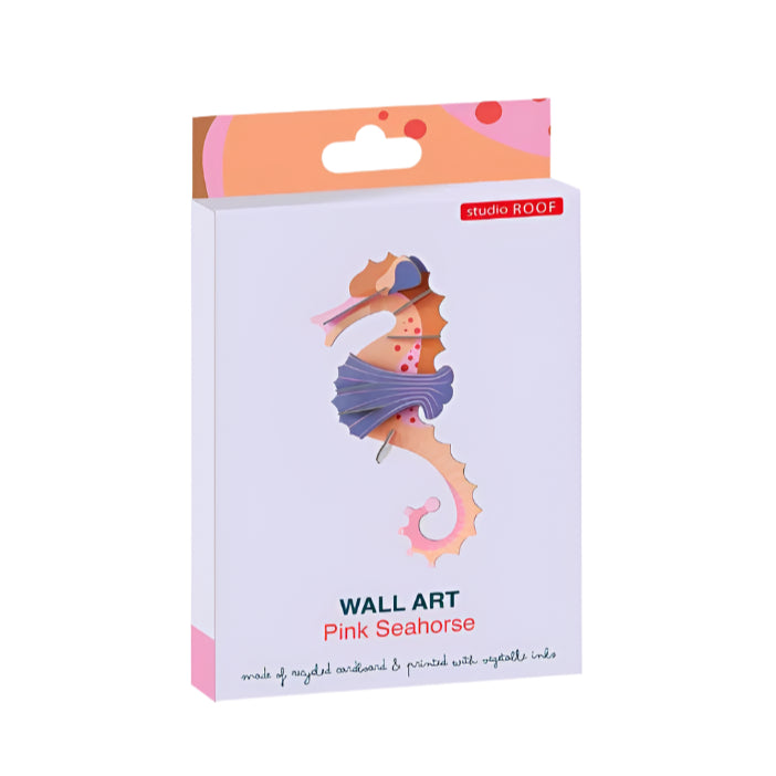 Cardboard Wall Art Small - Pink Seahorse