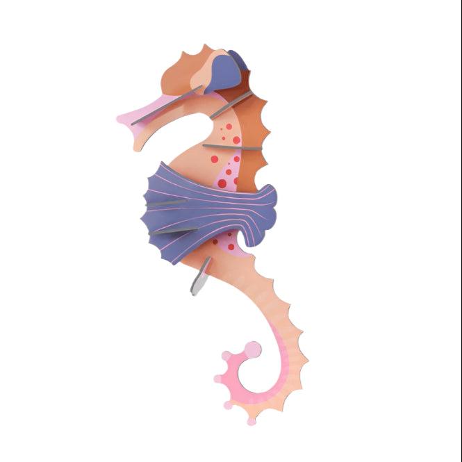 Cardboard Wall Art Small - Pink Seahorse