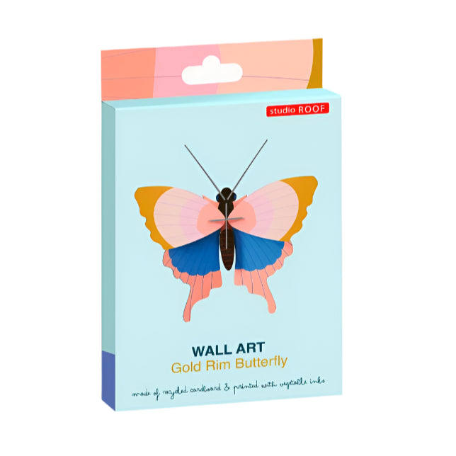 Cardboard Wall Art Small - Gold Rim Butterfly