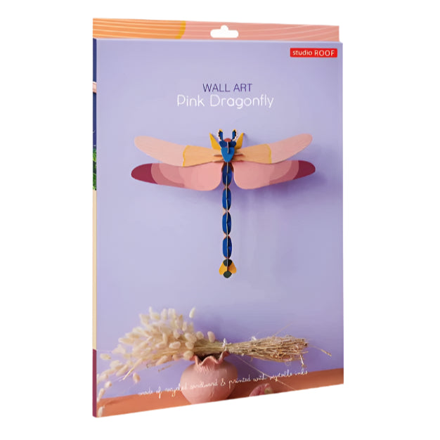 Cardboard Wall Art Large - Dragonfly, Pink