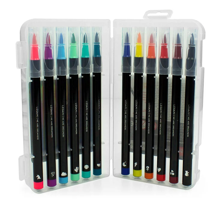 Set of 12 Brush Markers - Rainbow Colours