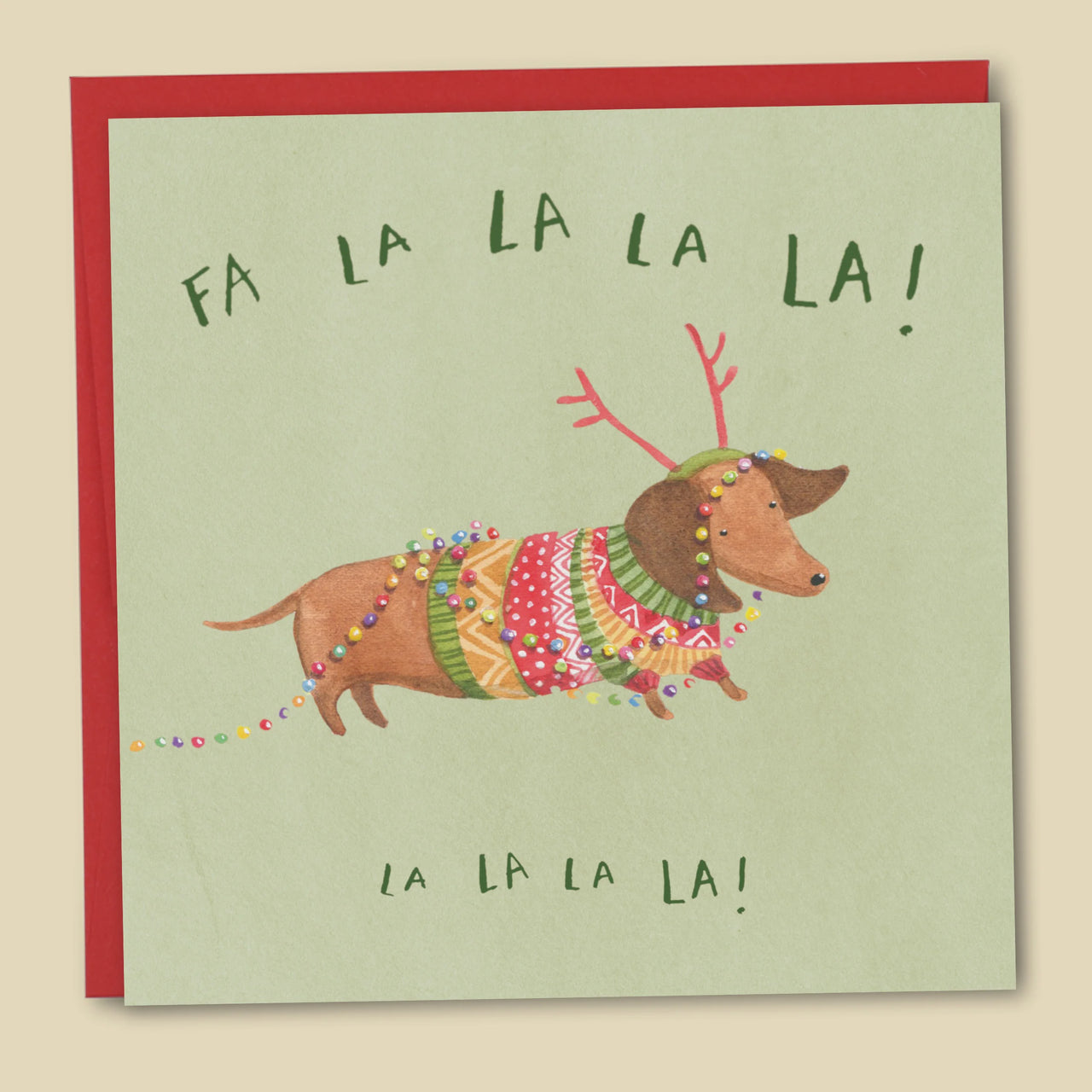 Fa La La La La Dachshund Card