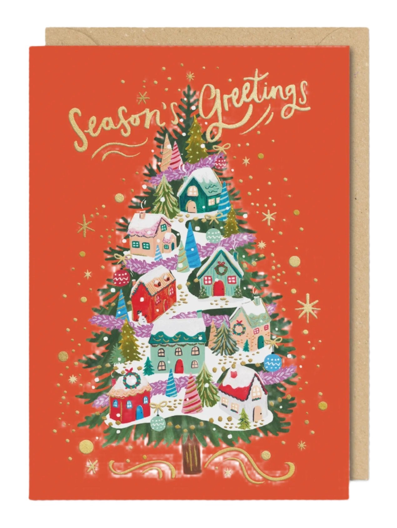 Season's Greetings Green Christmas Tree Card