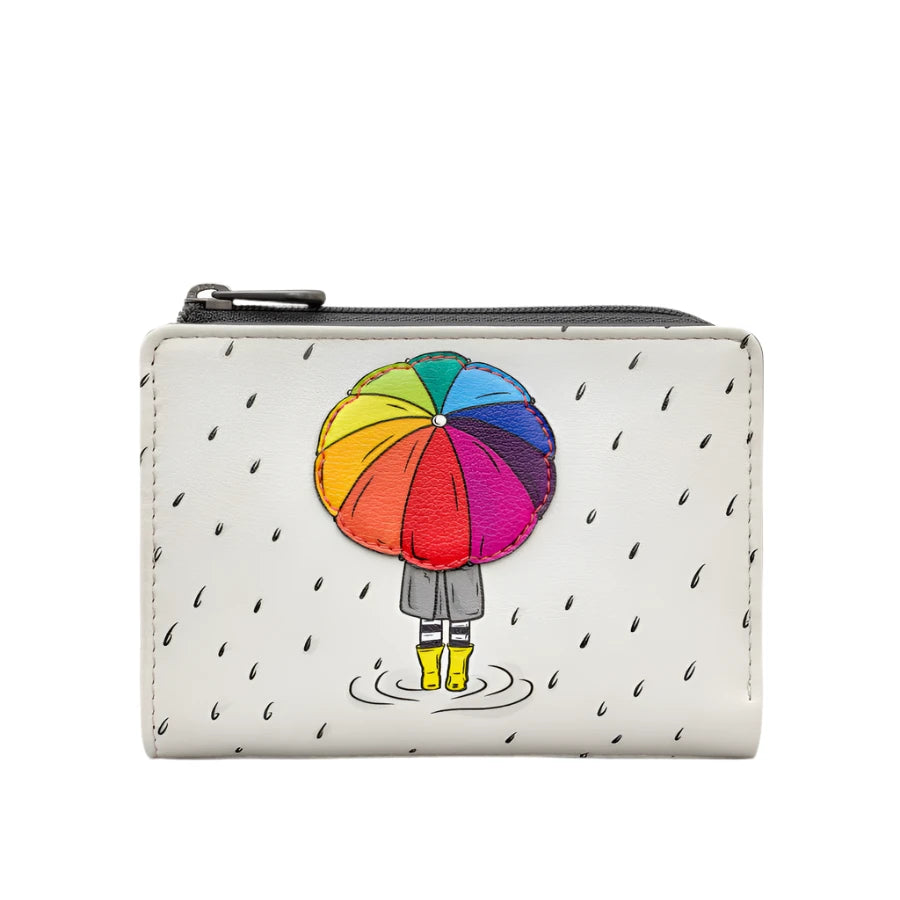 Flap Over Leather Purse - Rain, Rain Go Away