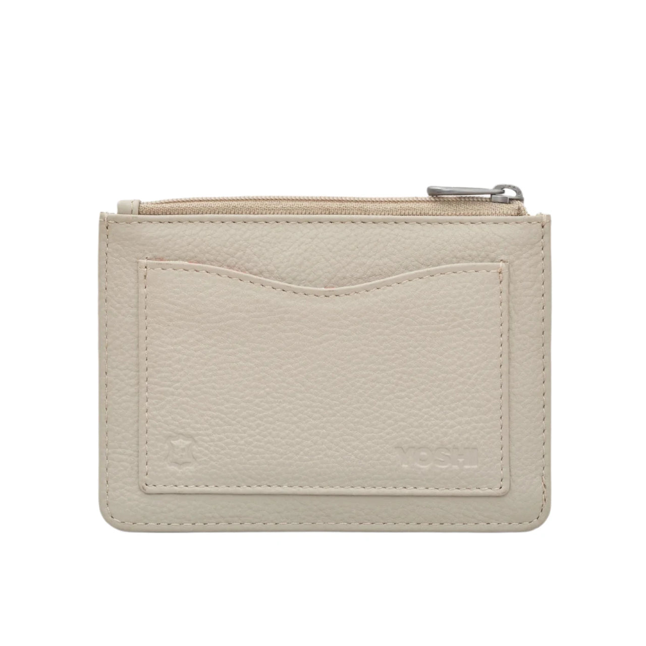 Zip Top Leather Purse - Austen Bookworm Warm Grey