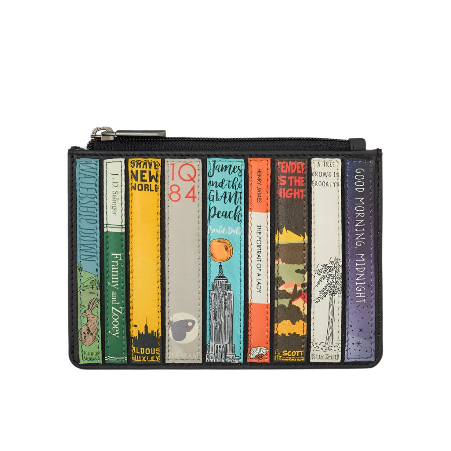 Zip Top Leather Purse - Bookworm Black