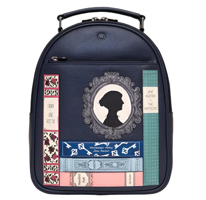 Leather Backpack - Bookworm Jane Austen Navy