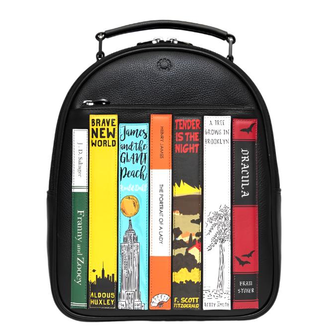 Leather Backpack - Bookworm Library Black