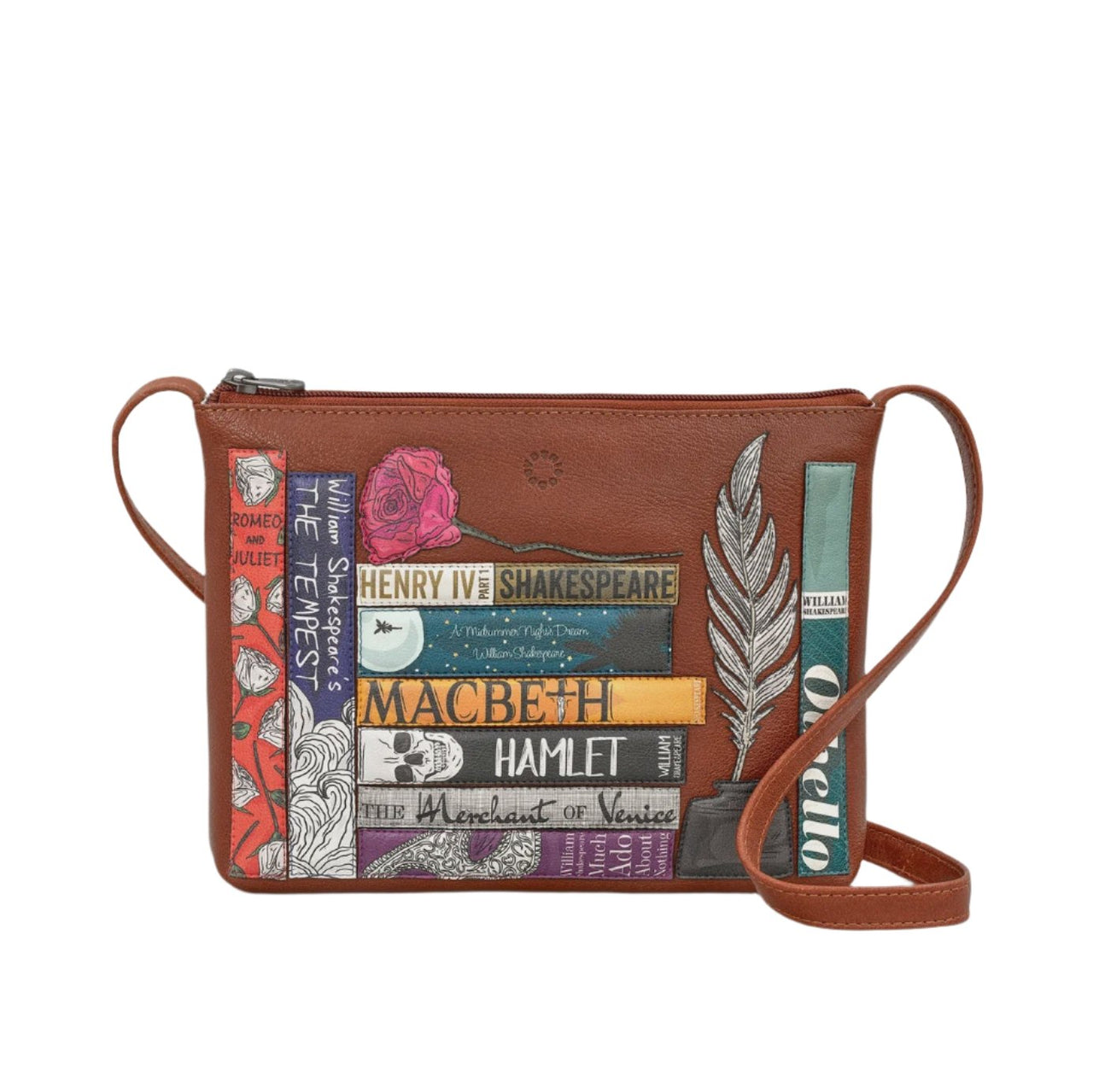 Leather Cross Body Bag - Shakespeare Bookworm Brown