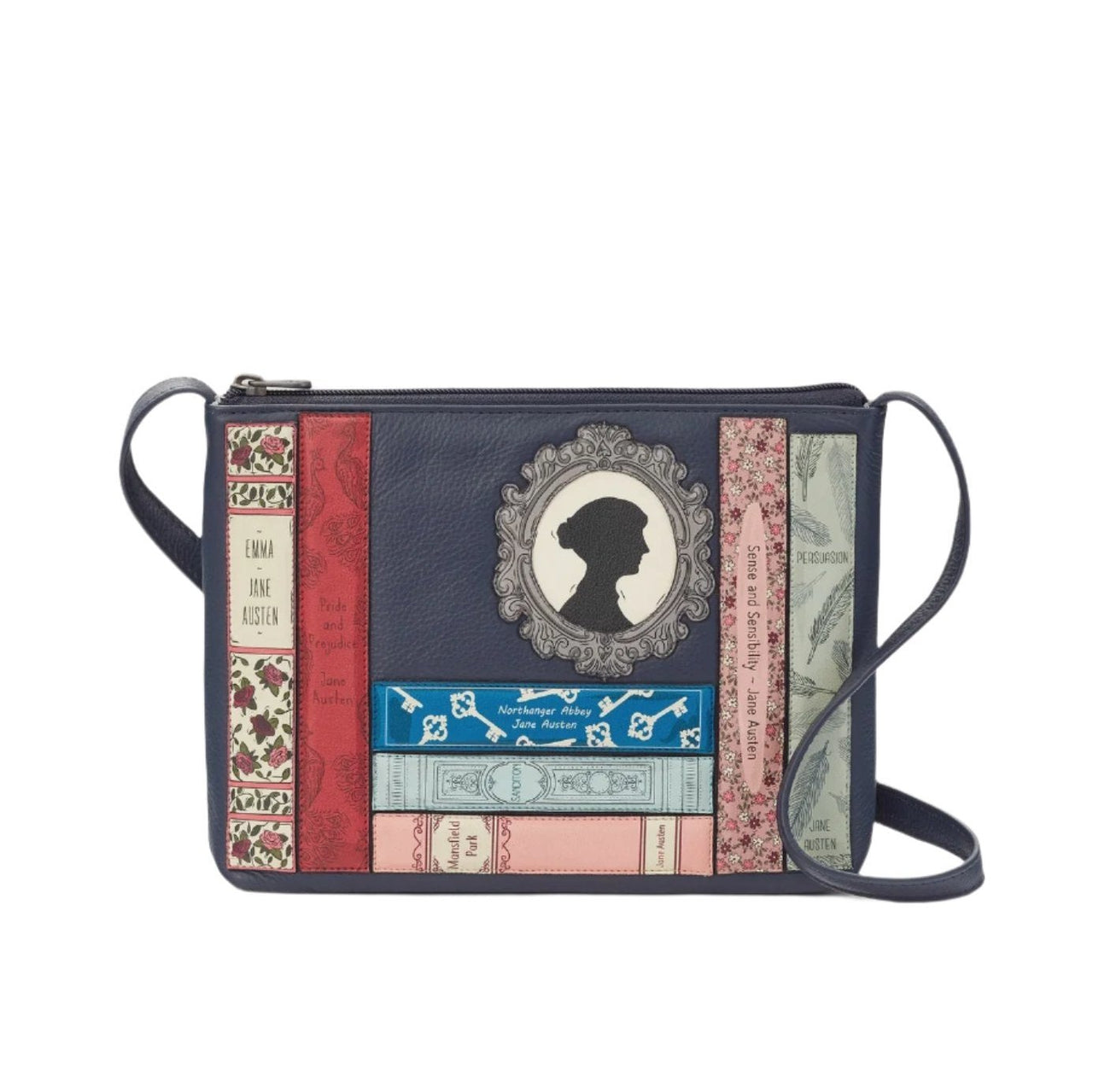 Leather Cross Body Bag - Jane Austen Navy