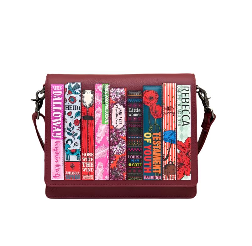 Leather Flap Over Bag - Bookworm Cherry Red