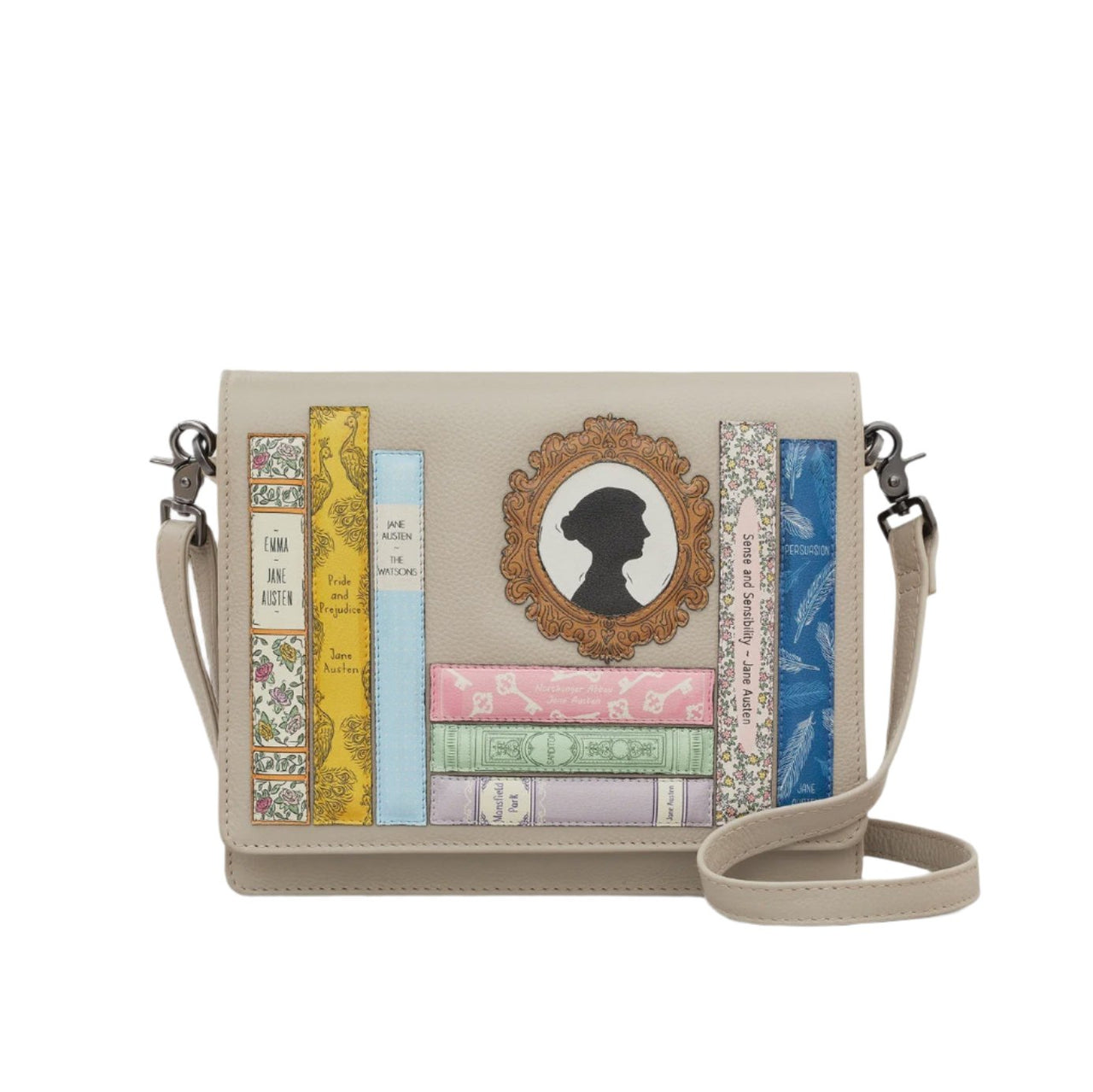 Leather Flap Over Bag - Jane Austen Warm Grey