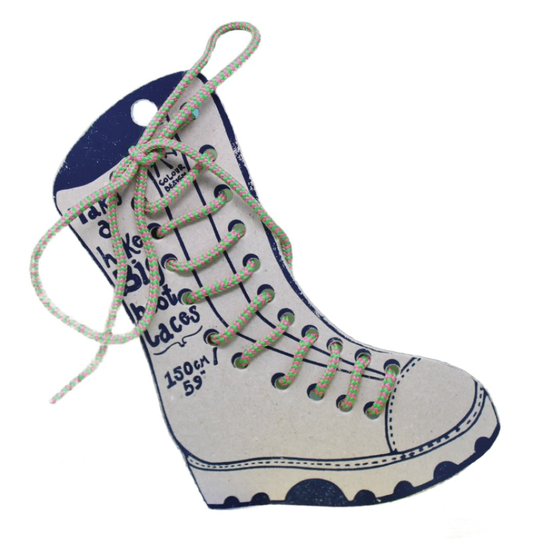 Big Boot Laces - Green & Pink