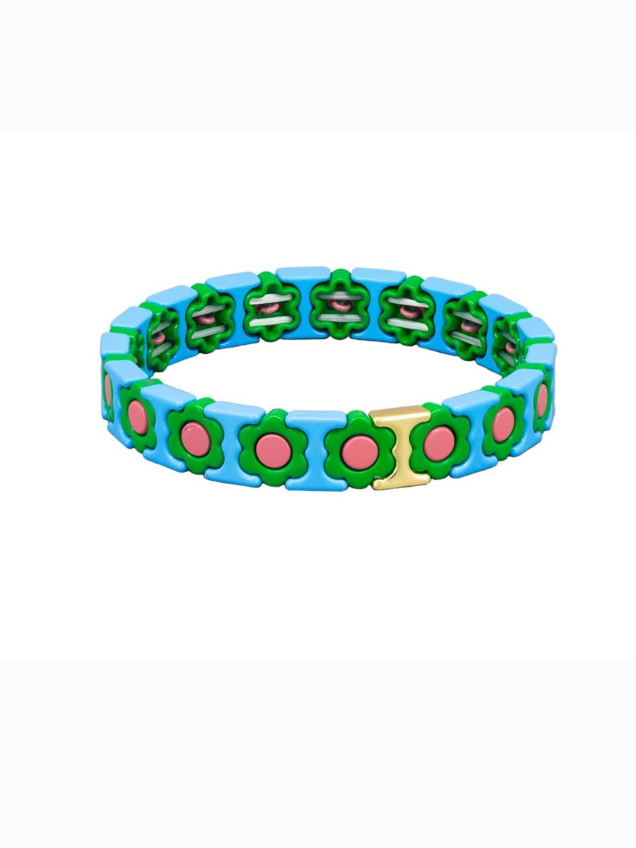 Tile Bracelet - Green Daisy