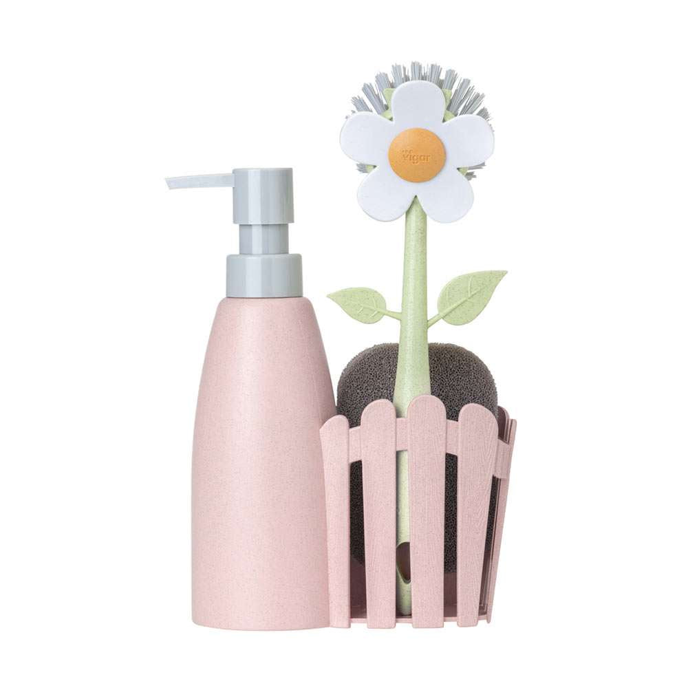 Florganic Pink 3 Piece Sink Caddy Set & Dispenser