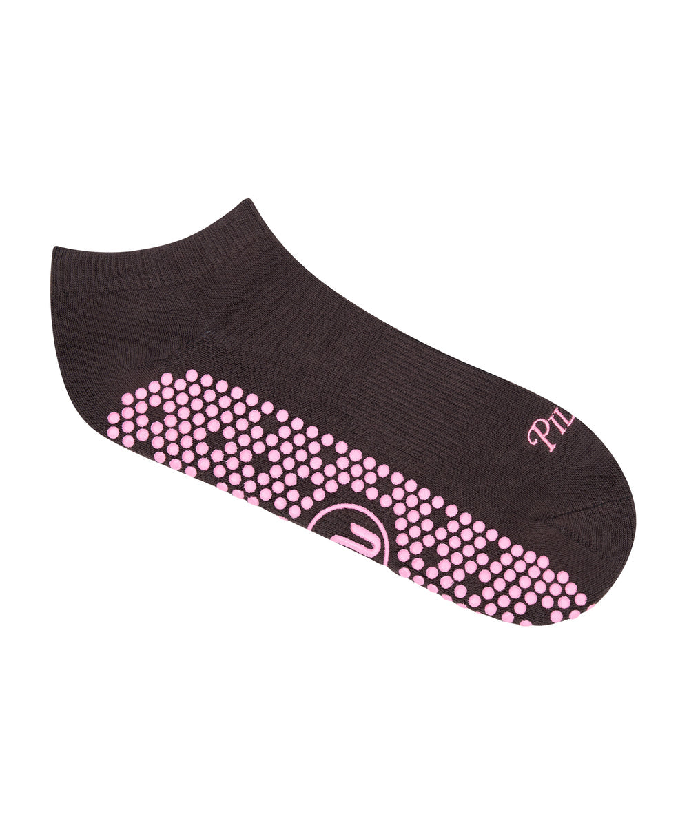 Classic Low Rise Grip Socks - Pilates Club Chocolate