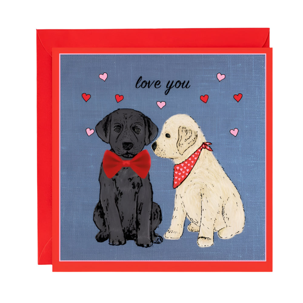 Love You Labrador & Retriever with Bow Card