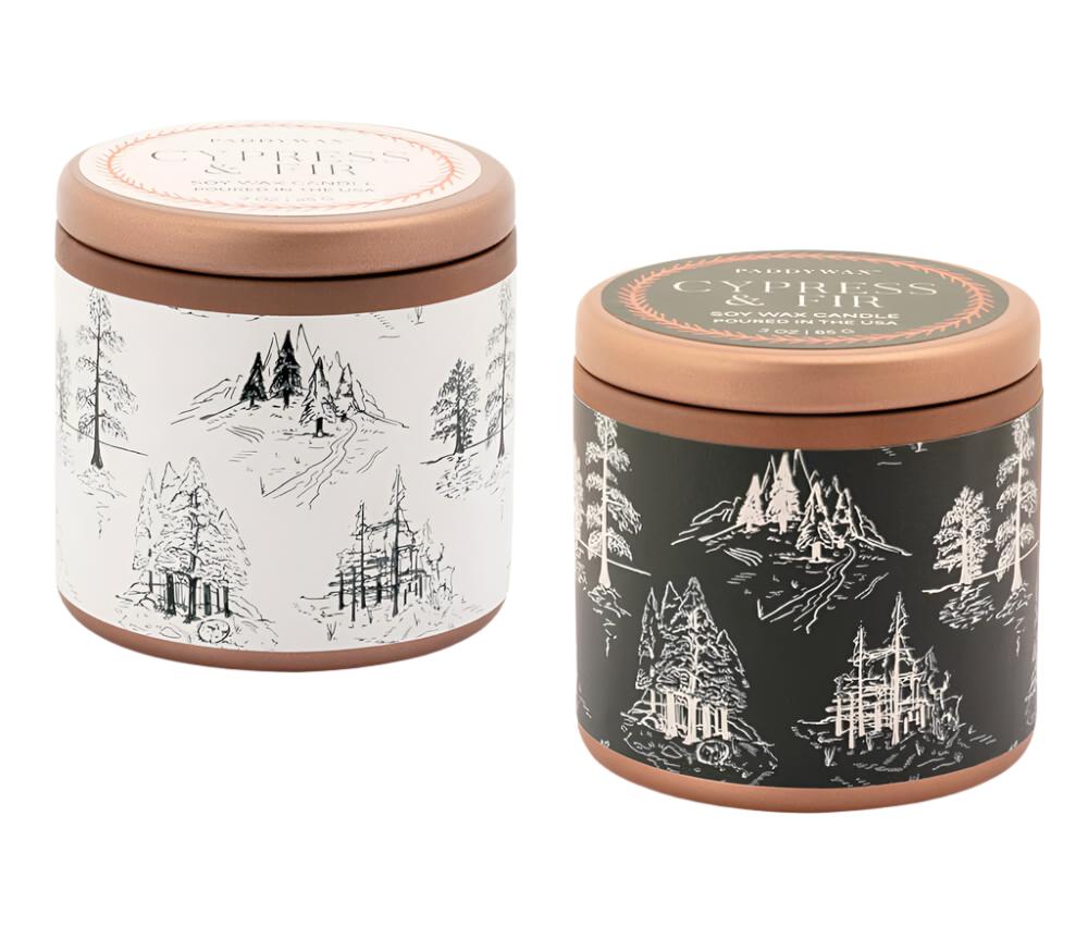 Cypress & Fir Copper Tin Candle - White