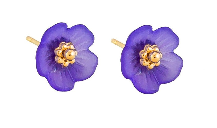 Blue Buttercup Stud Earrings