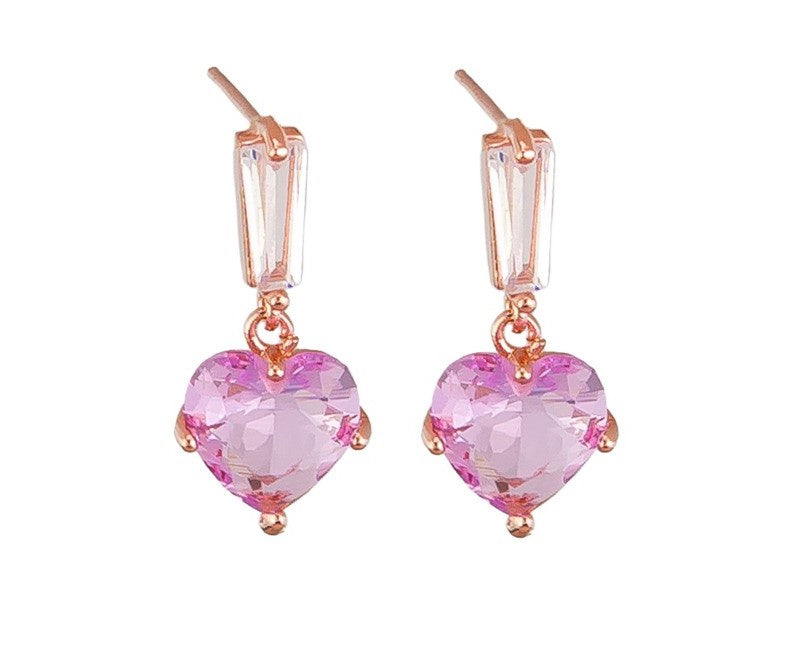 Mauve Crystal Amora Heart Earring