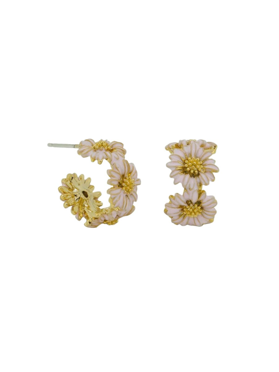 Pink Daisy Chain Hoops