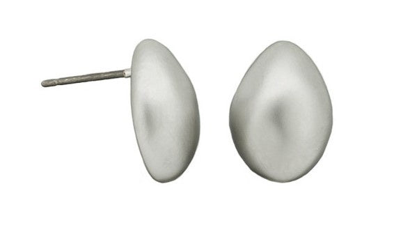 Matte Silver Large Teardrop Studs