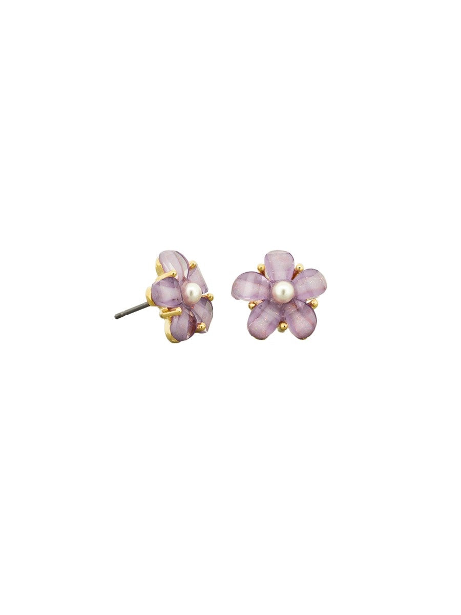 Purple Ocean Flower Earrings