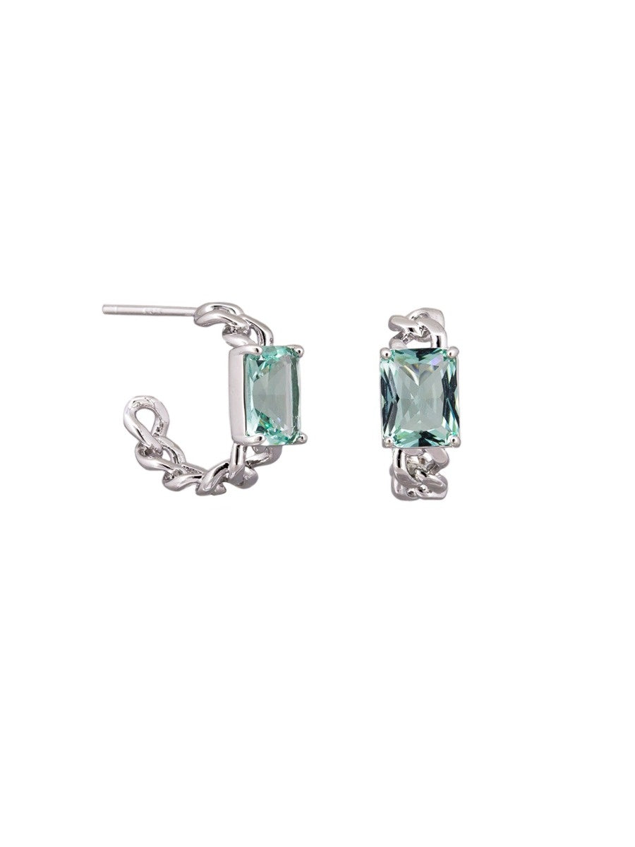 Silver Cora Stud Earrings - Aquamarine