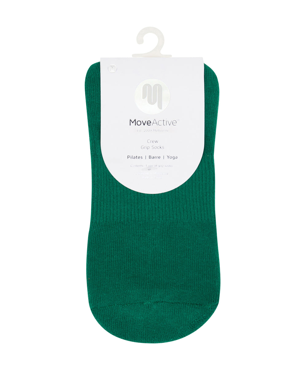 Crew Non Slip Grip Socks - Pilates Club Emerald