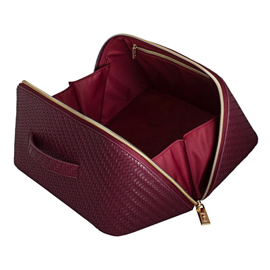 Herringbone Beauty Bag Large - Plum