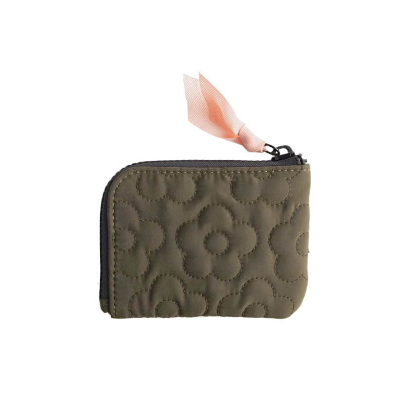 Khaki Quilted Flower Corner Purse