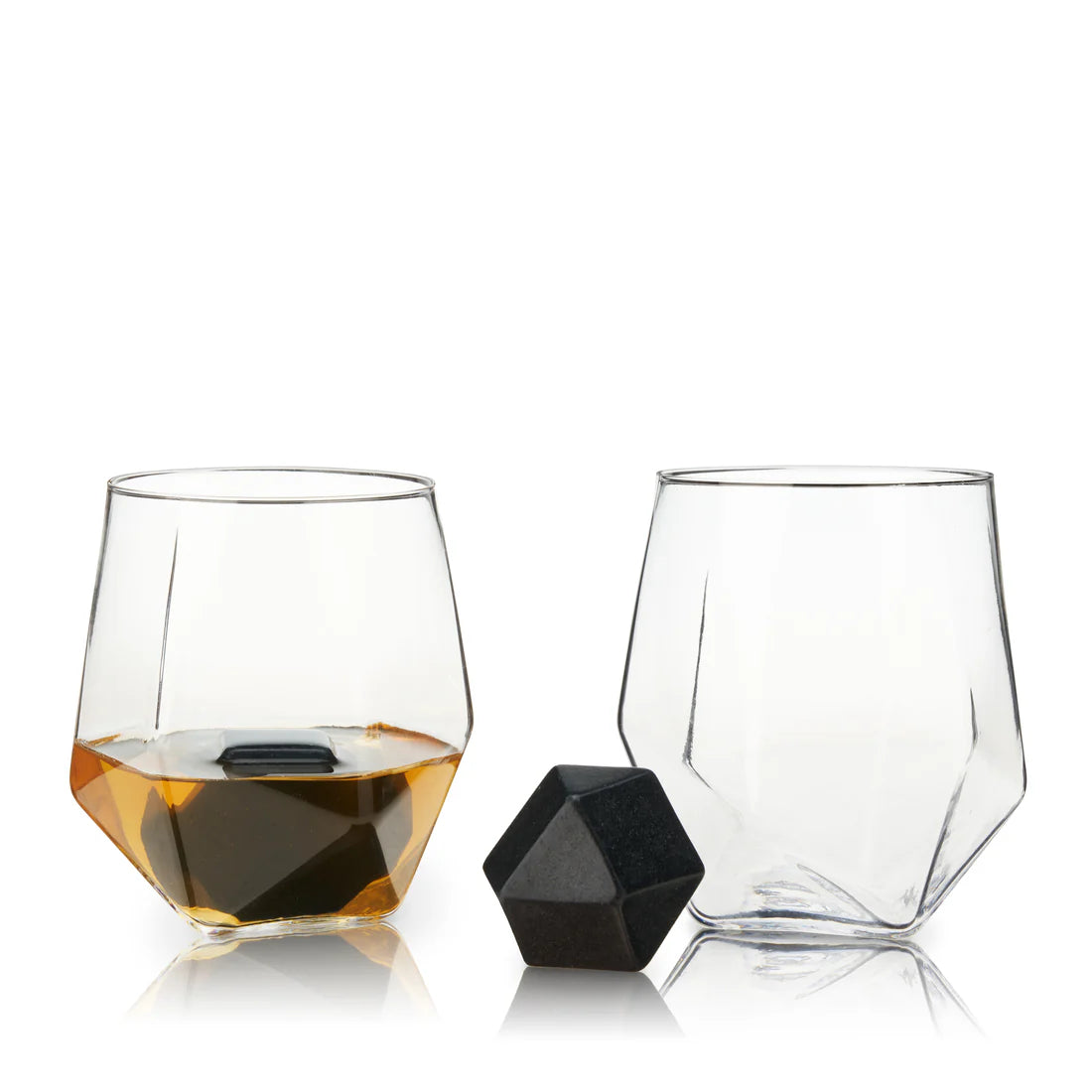 Seneca Faceted Crystal Tumblers & Basalt Stones