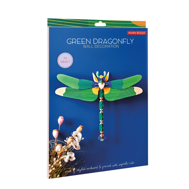 Cardboard Wall Art Large - Dragonfly, Green