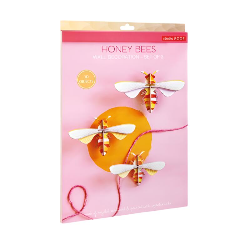 Cardboard Wall Art Large Trio - Honey Bees