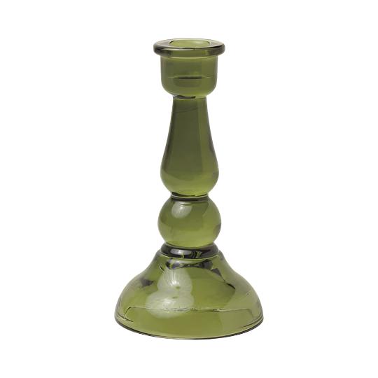 Tall Glass Taper Holder - Green