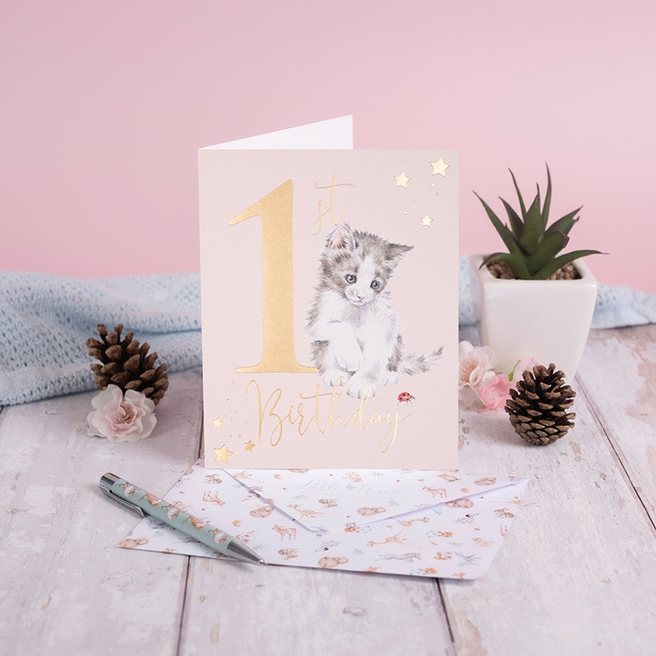 1st Birthday Kitten Card