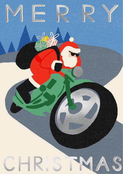 Santa Motorbike Card