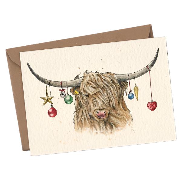 Highland Cow Christmas Card