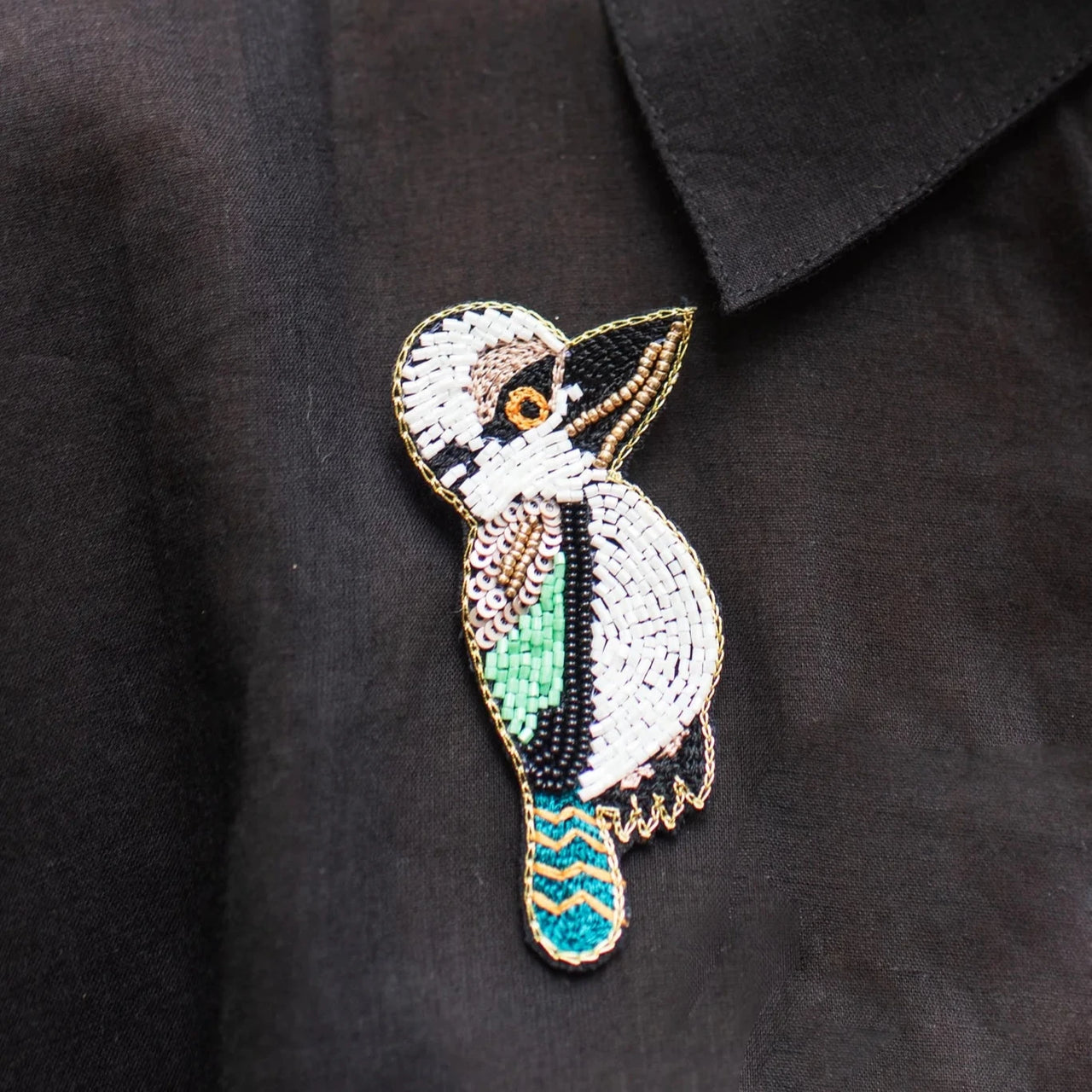 Hand Embroidered Brooch - Kookaburra