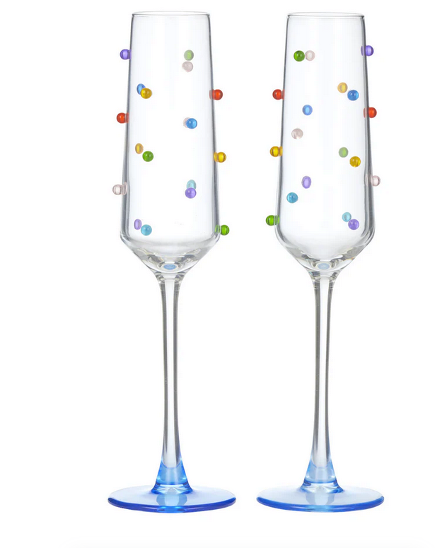 Polka Glass Flute - Set of 2