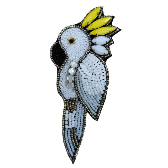 Hand Embroidered Brooch - Cockatoo